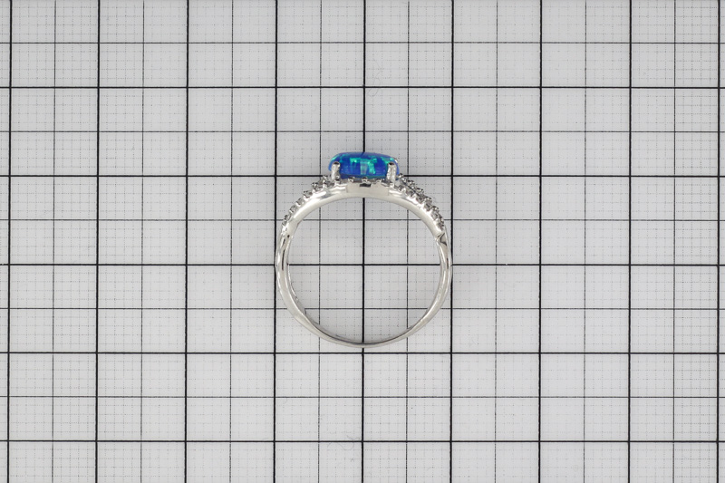 Paveikslėlis Sidabrinis žiedas su opalu ir cirkoniais 17 mm
