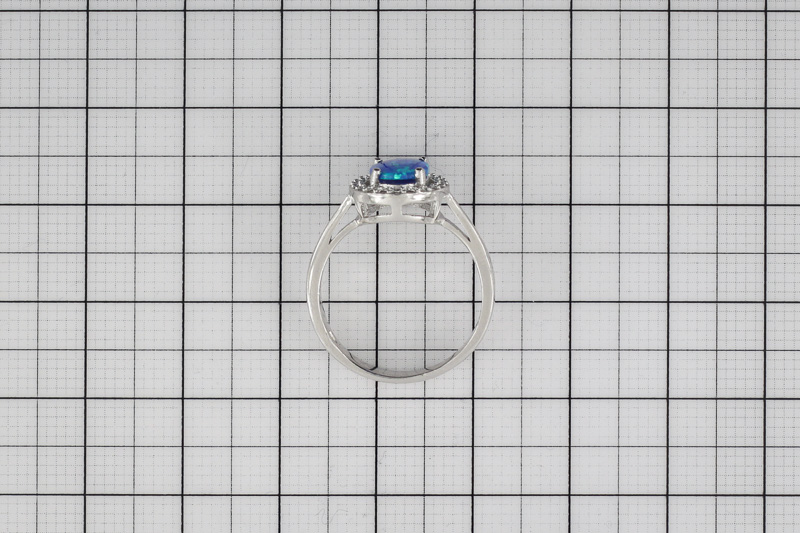 Изображение Серебряное кольцо с опалом и цирконами 16,5 мм