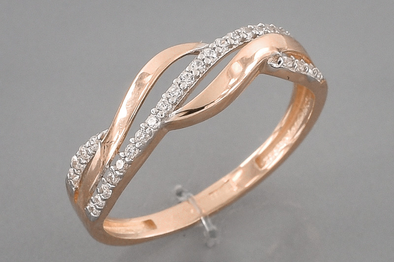 Изображение Золотое кольцо с цирконами 17 мм