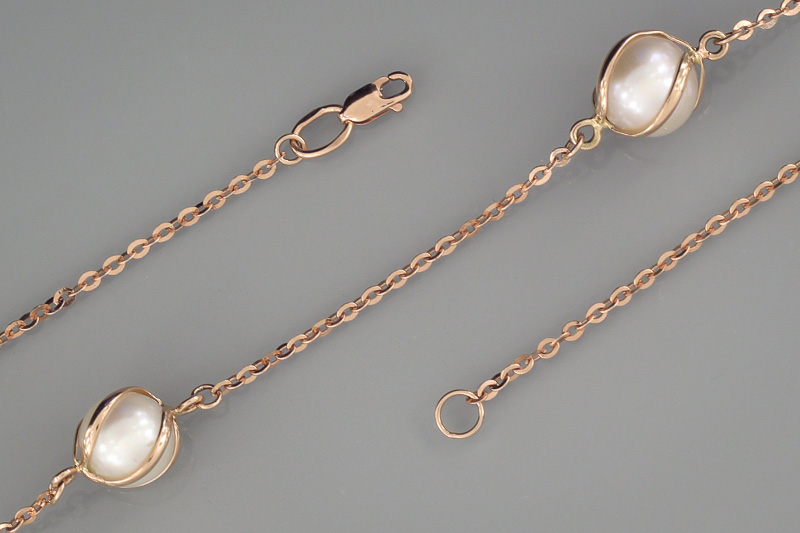 Paveikslėlis Auksinė grandinėlė su perlais 45 cm