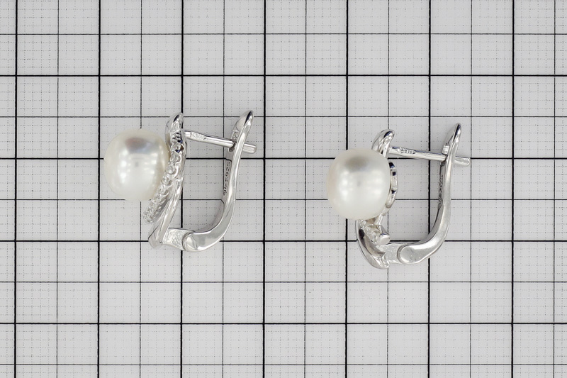 Paveikslėlis Sidabriniai auskarai su cirkoniais ir perlais