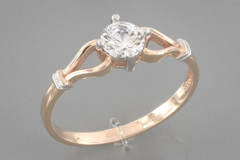 Изображение Золотое кольцо с цирконом 17 мм