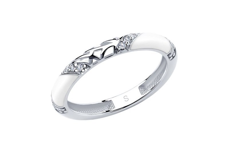 Изображение Серебряное кольцо с цирконами и эмалью