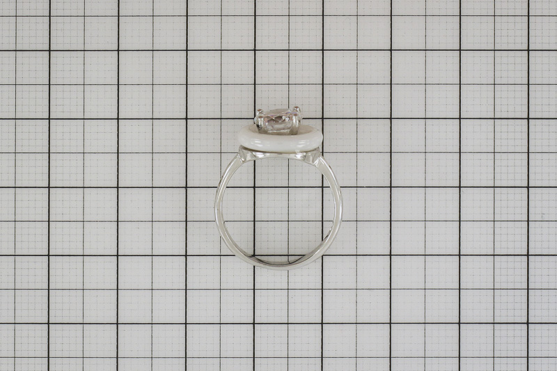 Изображение Серебряное кольцо с цирконом и керамикой