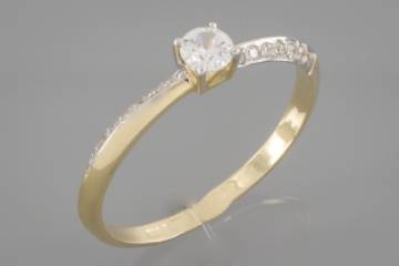 Paveikslėlis Geltono aukso žiedas su cirkoniais 16,5 mm