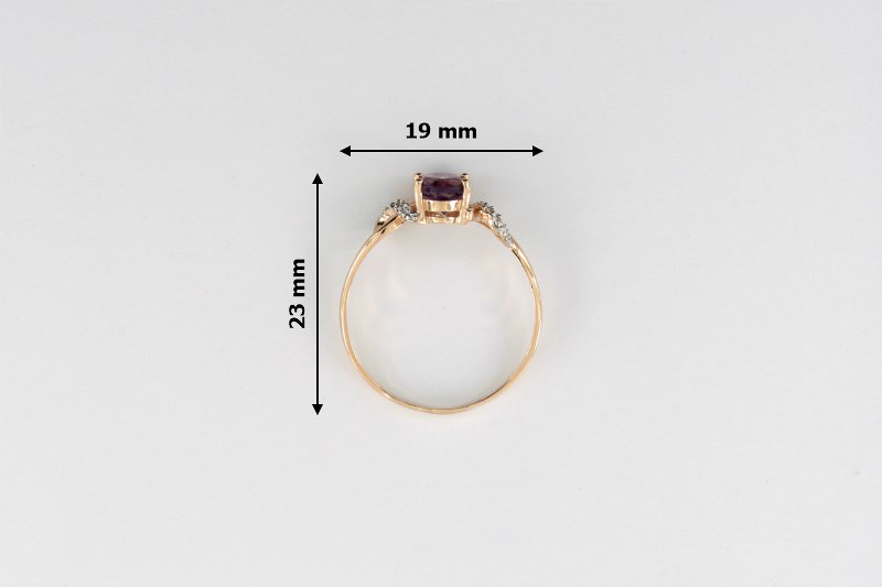 Paveikslėlis Auksinis žiedas su ametistu ir cirkoniais