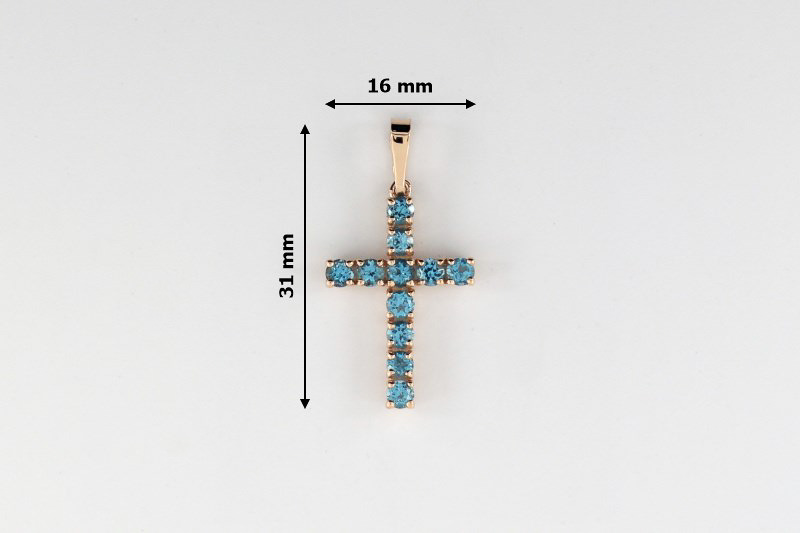 Изображение Золотой католический крестик с топазами