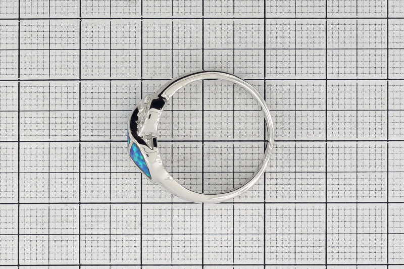 Изображение Серебряное кольцо с опалом и цирконами 18,5 мм