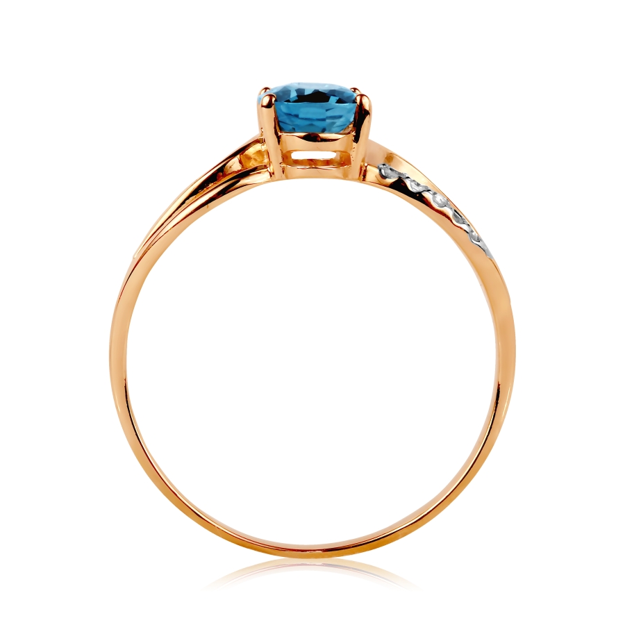 Изображение Золотое кольцо с бриллиантами и топазом