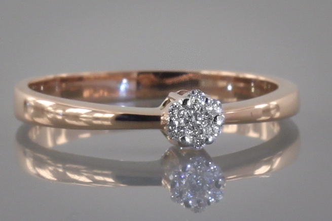 Paveikslėlis Auksinis žiedas su briliantais 16 mm