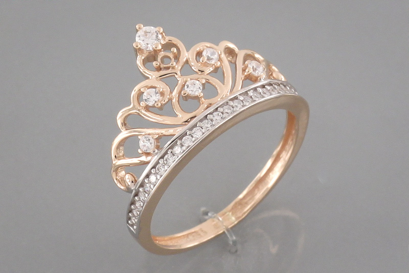 Paveikslėlis Auksinis žiedas su cirkoniais 16,5 mm