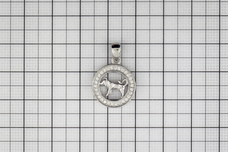 Изображение Серебряная подвеска - зодиак телец с цирконами
