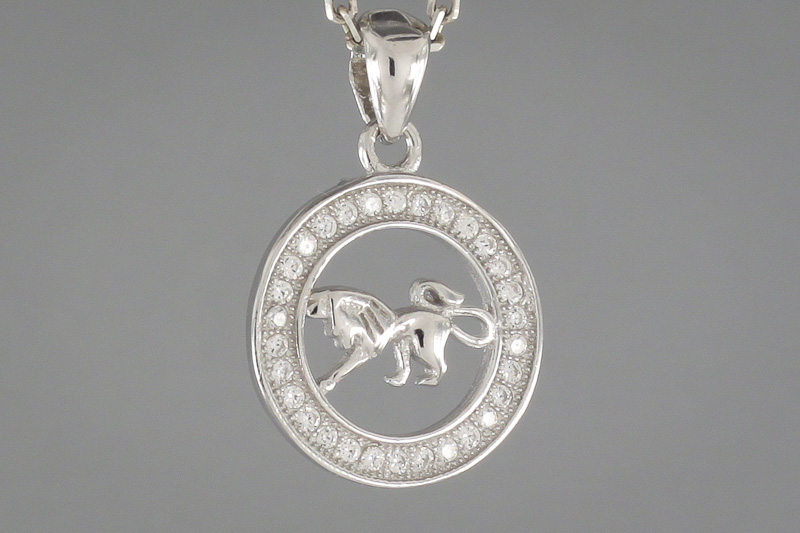 Paveikslėlis Sidabrinis pakabukas - zodiakas liūtas su cirkoniais