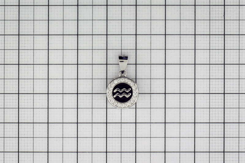 Изображение Серебряная подвеска - зодиак водолей с цирконами