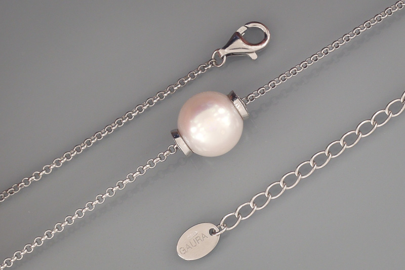 Изображение Серебряная цепочка с цирконами и жемчугом 40-43 см