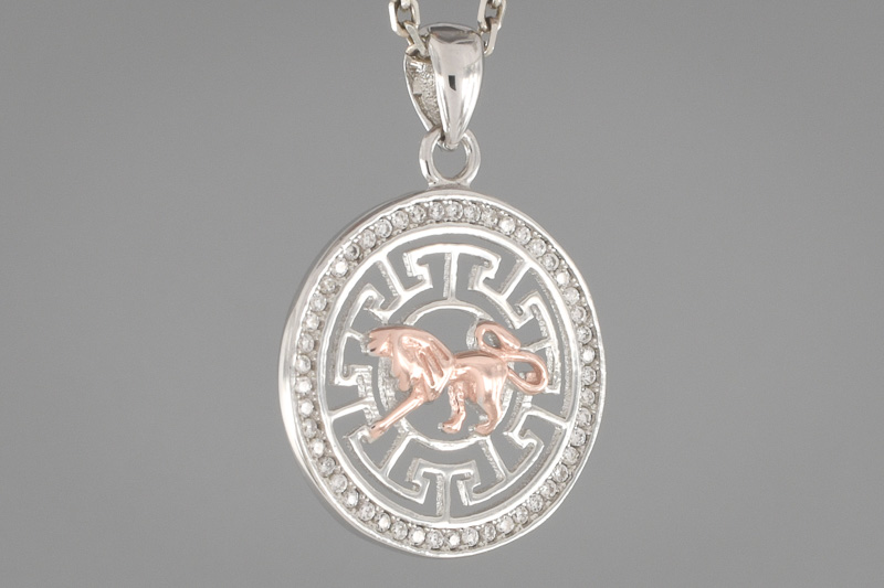 Paveikslėlis Sidabrinis pakabukas - zodiakas liūtas su cirkoniais