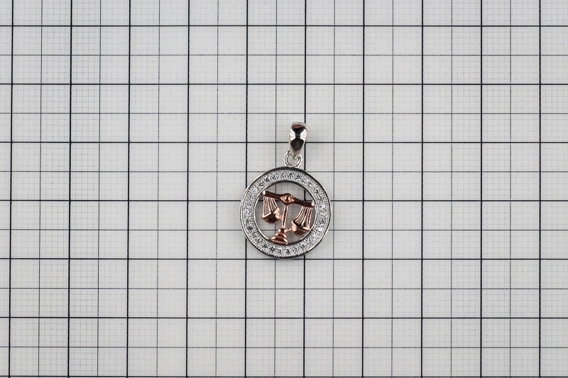 Изображение Серебряная подвеска - зодиак весы с цирконами
