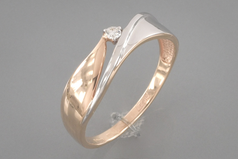 Paveikslėlis Auksinis žiedas su briliantu 17 mm