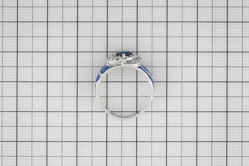 Paveikslėlis Sidabrinis žiedas su London topazu ir cirkoniais 17 mm