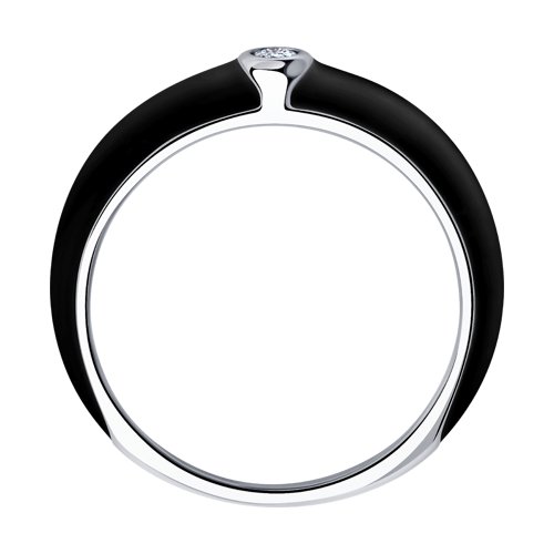 Изображение Серебряное кольцо с цирконом и эмалью 16 мм