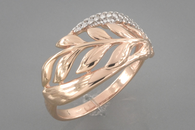 Paveikslėlis Paauksuotas sidabrinis žiedas su cirkoniais 17 mm