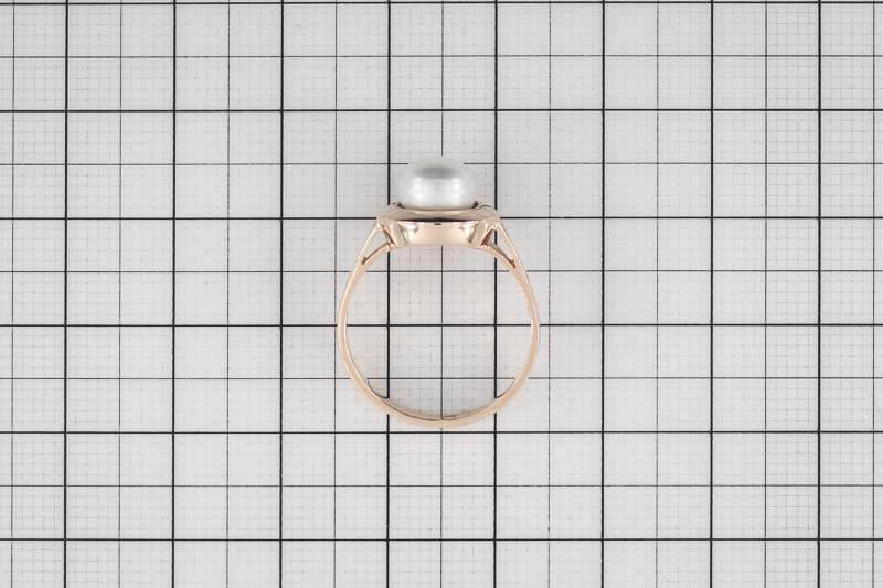 Изображение Золотое кольцо с жемчугом и цирконами 17,5 мм