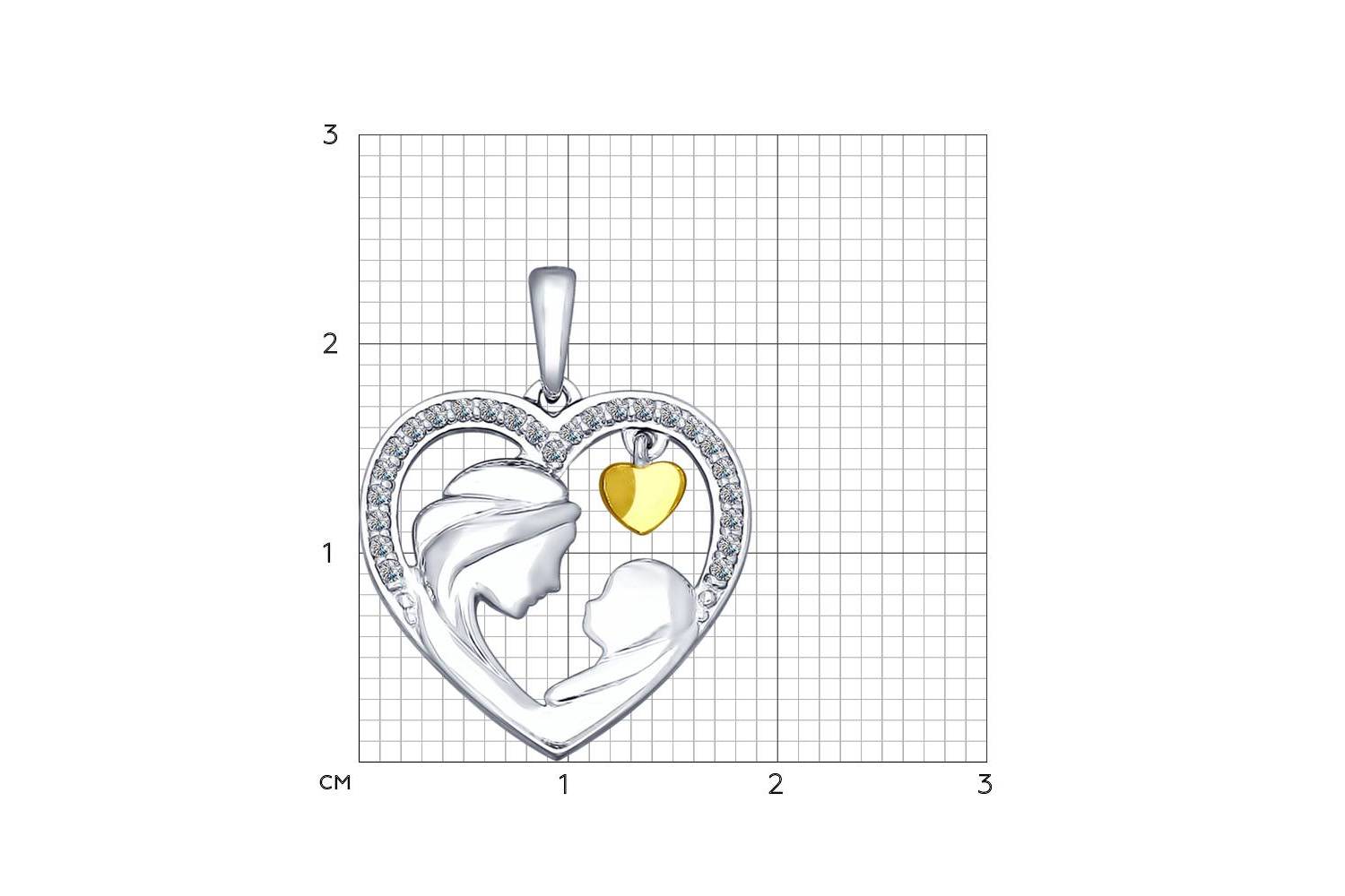 Изображение Серебряная подвеска с цирконами "Сердце" 
