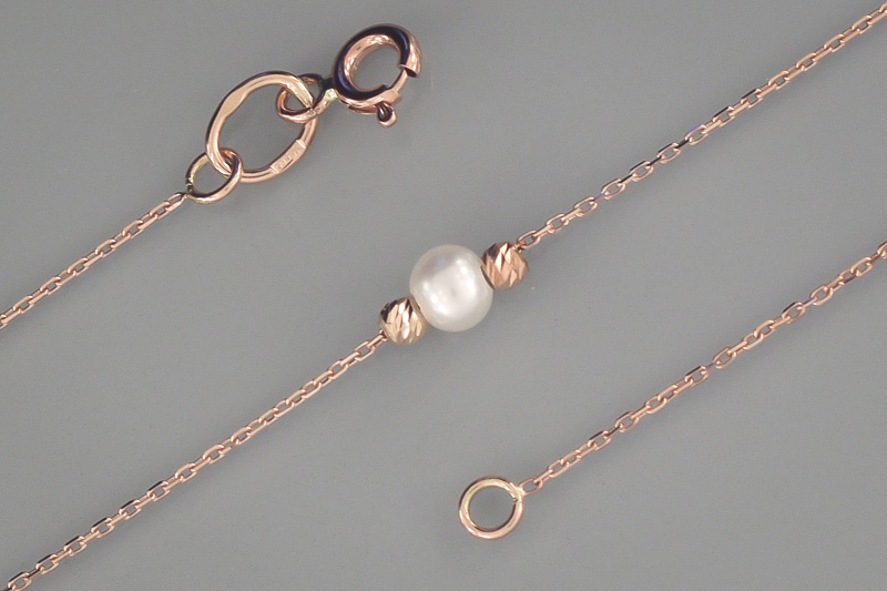 Paveikslėlis Auksinė grandinėlė su perlais 42 cm