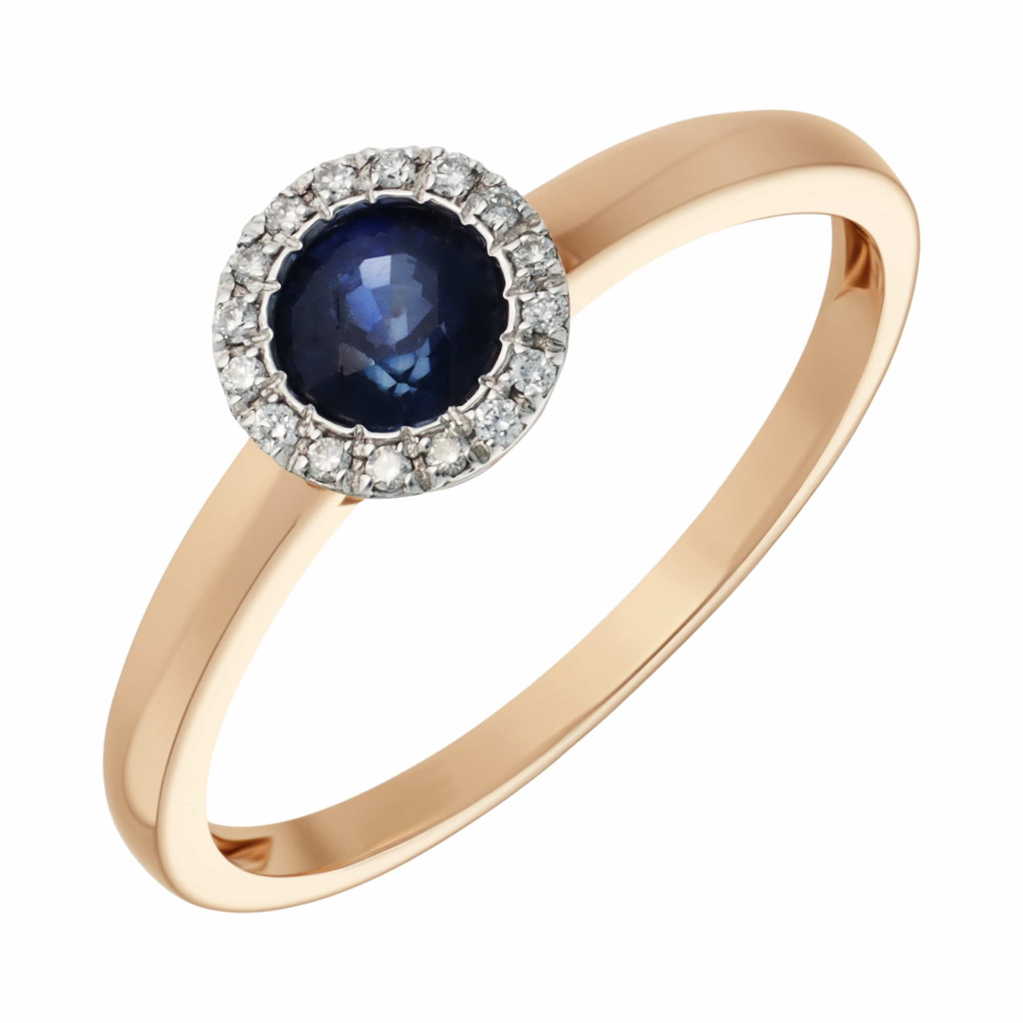 Изображение Золотое кольцо с бриллиантами и сапфиром 16,5 мм