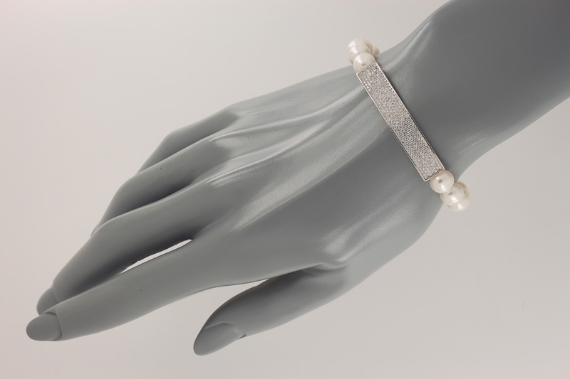 Paveikslėlis Sidabrinė apyrankė su perlais ir cirkoniais 18 cm
