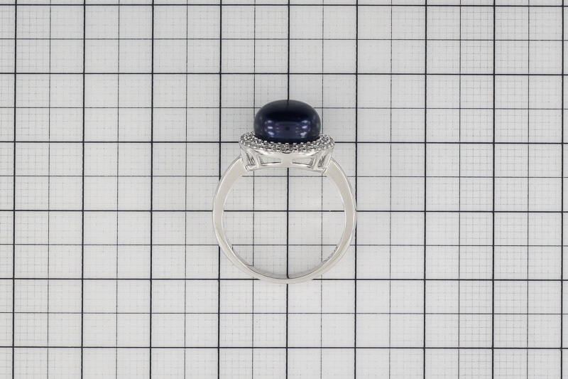Изображение Серебряное кольцо с жемчугом и цирконами