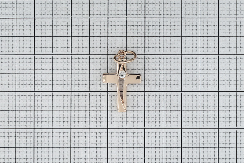 Изображение Золотой католический крестик с цирконом 