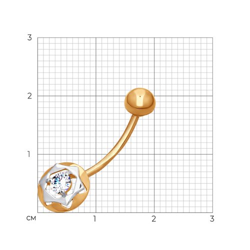 Изображение Золотой пирсинг в пупок с цирконом
