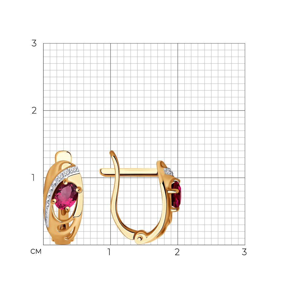 Изображение Золотые серьги с рубинами и бриллиантами