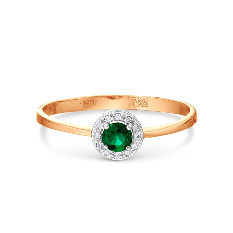 Paveikslėlis Auksinis žiedas su smaragdu ir briliantais