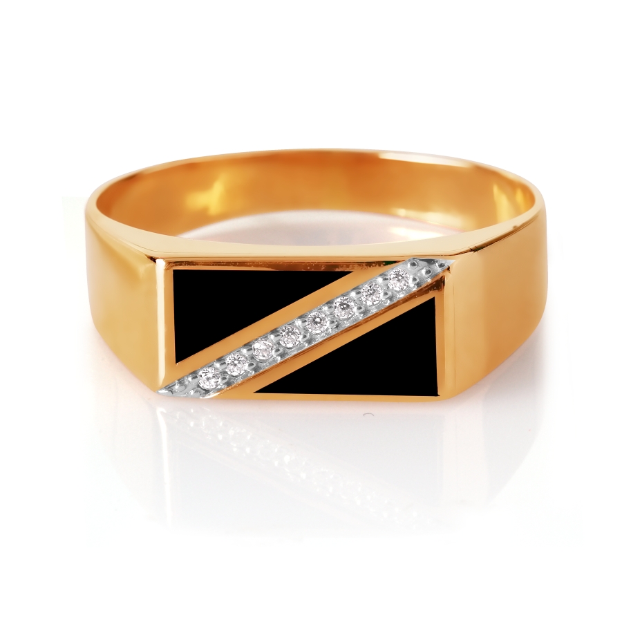 Изображение Золотое кольцо с цирконами и эмалью