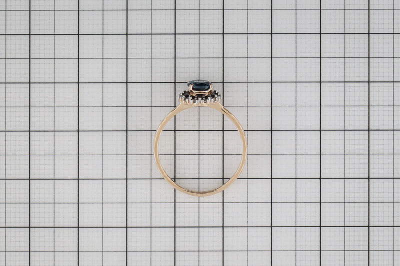 Paveikslėlis Auksinis žiedas su cirkoniais ir London topazu 17,5 mm