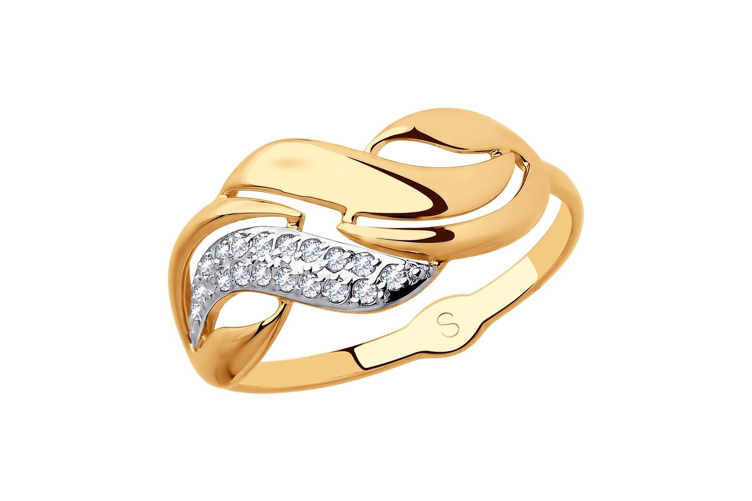 Paveikslėlis Auksinis žiedas su cirkoniais 19 mm