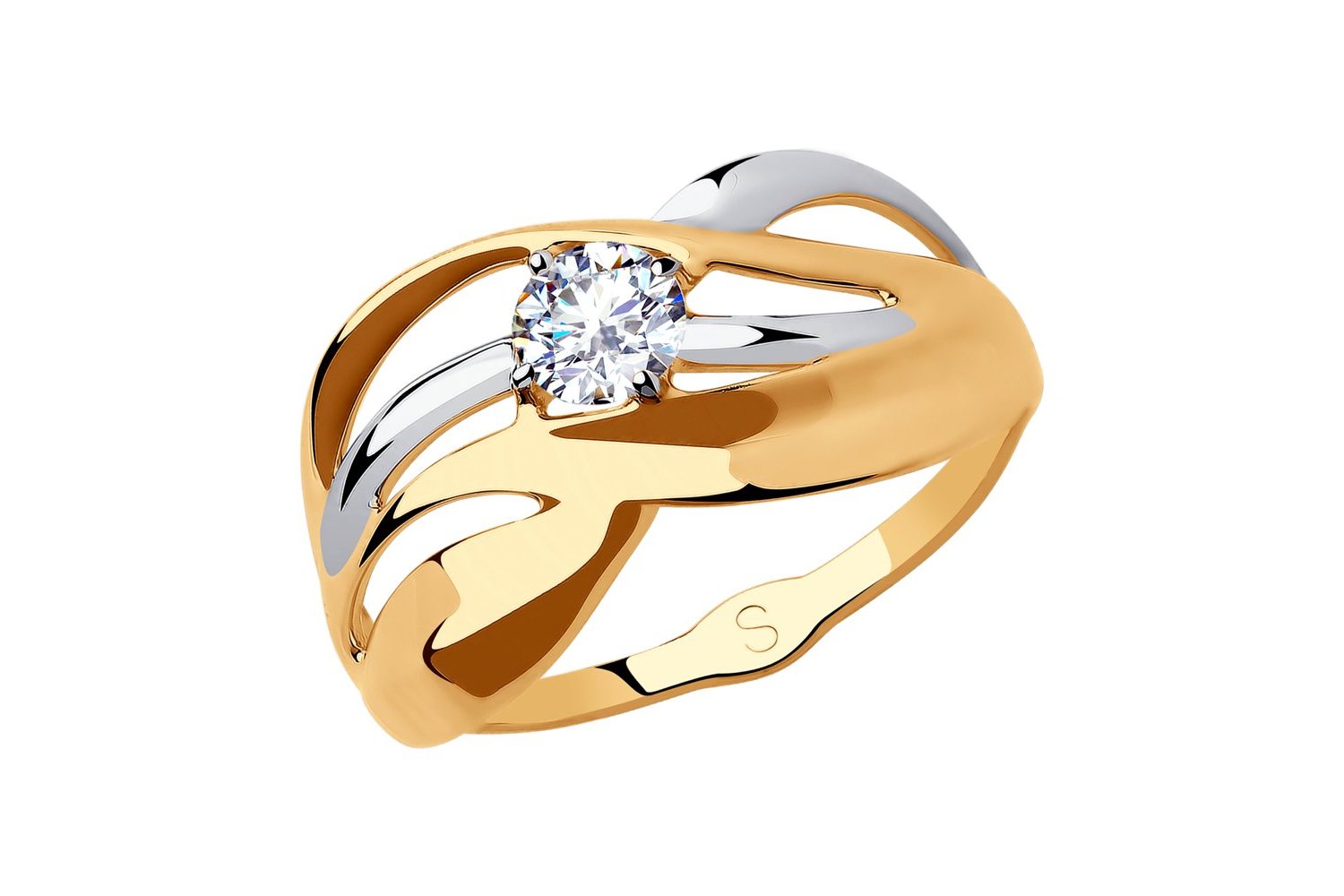 Изображение Золотое кольцо с цирконом 18,5 мм