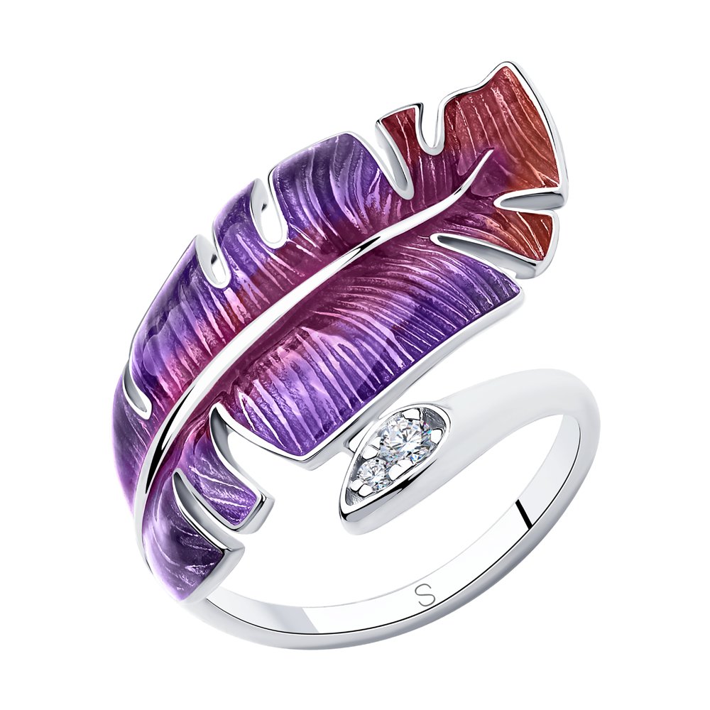 Изображение Серебряное кольцо с цирконом и эмалью