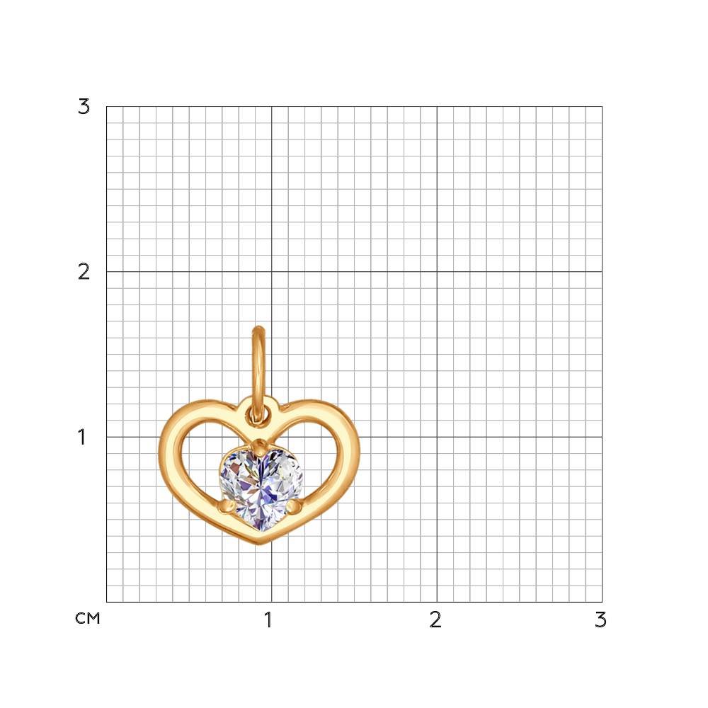 Изображение Подвеска из позолоченного серебра с цирконом "Сердце"