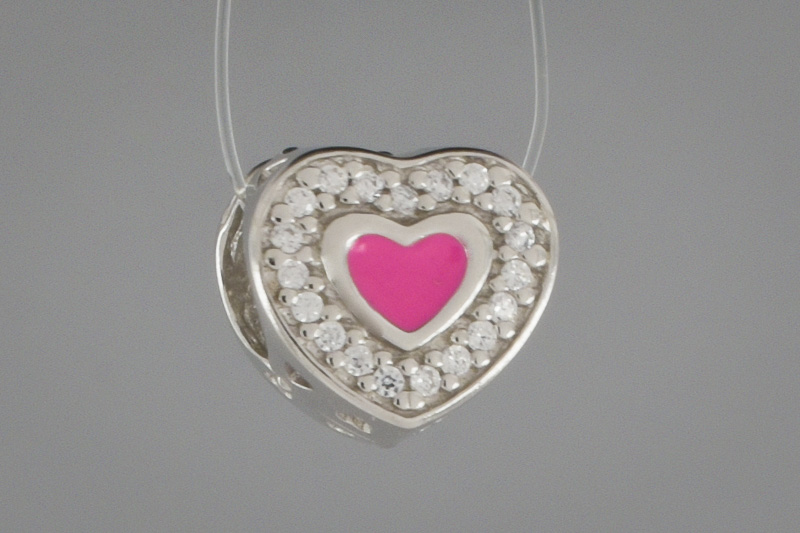 Изображение Серебряная подвеска с цирконами и эмалью "Сердце"
