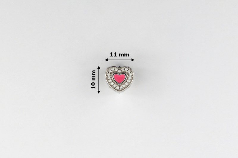 Изображение Серебряная подвеска с цирконами и эмалью "Сердце"