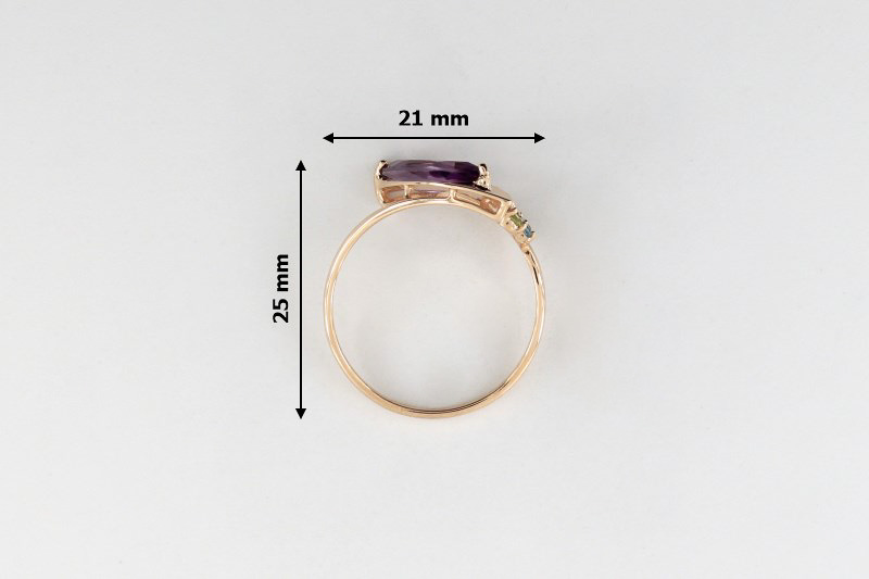 Paveikslėlis Auksinis žiedas su ametistu ir topazais