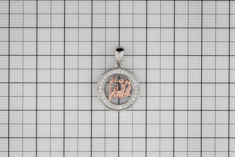 Изображение Серебряная подвеска - зодиак водолей с цирконами