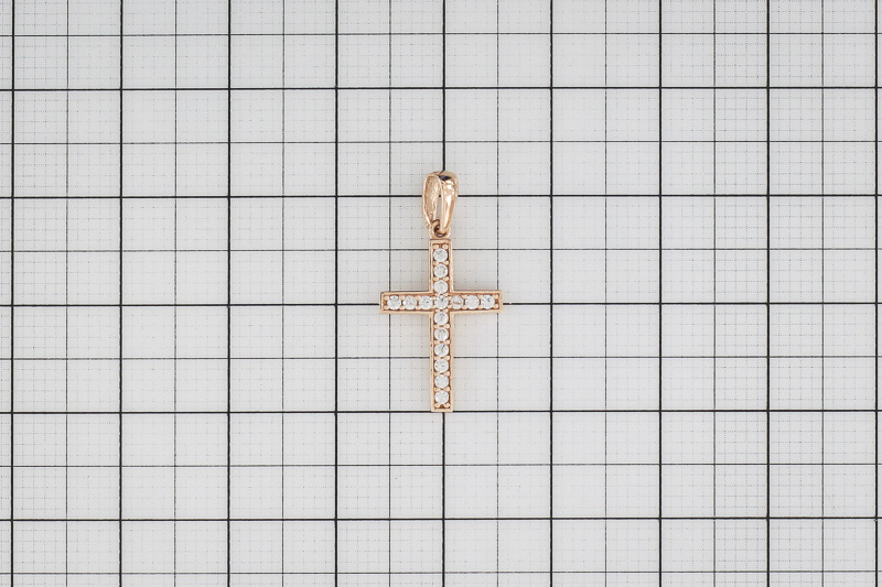 Изображение Золотой католический крестик с цирконами 