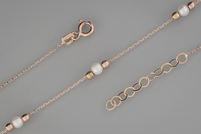 Paveikslėlis Auksinė grandinėlė su perlais 42-45 cm