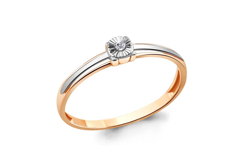 Изображение Золотое кольцо с бриллиантом 16,5 мм