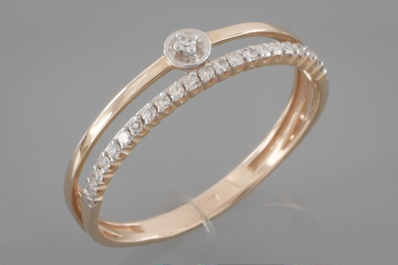 Paveikslėlis Auksinis žiedas su briliantais 16,5 mm