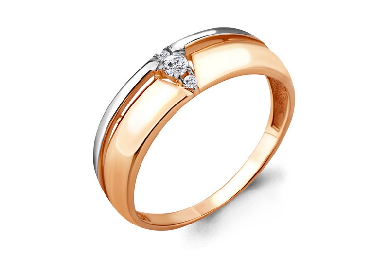 Изображение Золотое кольцо с цирконами 17,5 мм